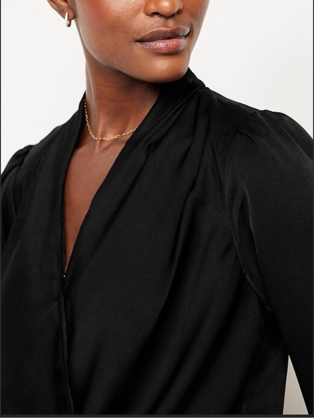 Old Navy Black V-Neck Blouse with Subtle Shoulder Detail